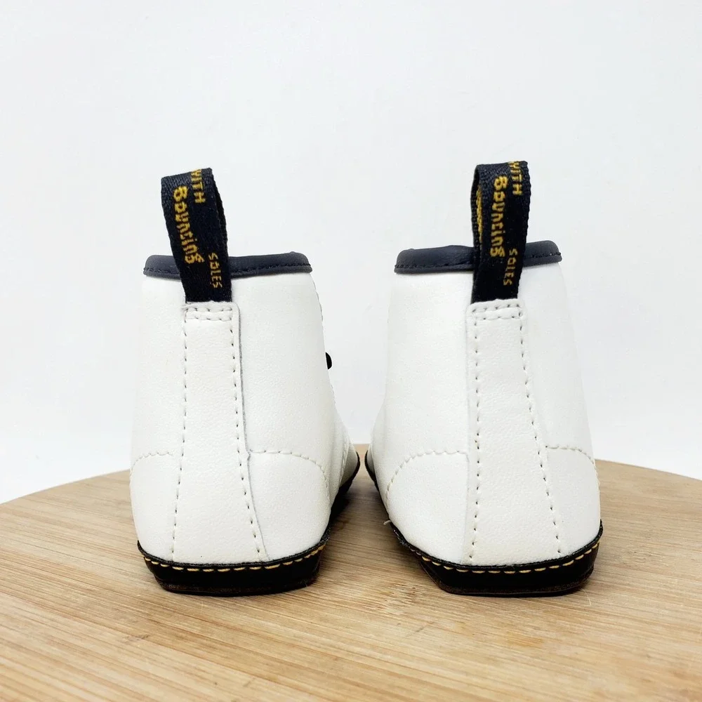 Dr Martens Boots Baby 3‎ White Lace Up 1460 Crib Shoes Infant Boys Girls